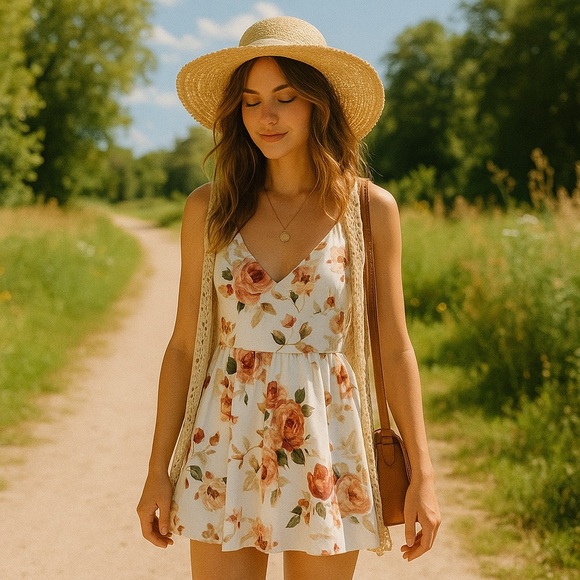 Vintage January 7 Floral Romper S/M - Picture 1 of 6